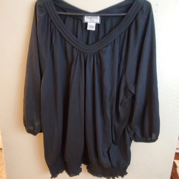 Mary McFadden 3X Black Stretch Flowy Top - Picture 1 of 6